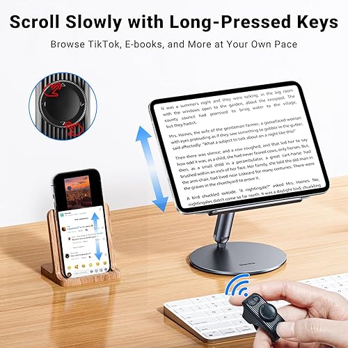 Vista 3 de MILOUZ Anillo de desplazamiento remoto para Tiktok, girador de páginas para aplicación Kindle, control remoto de obturador de cámara Bluetooth