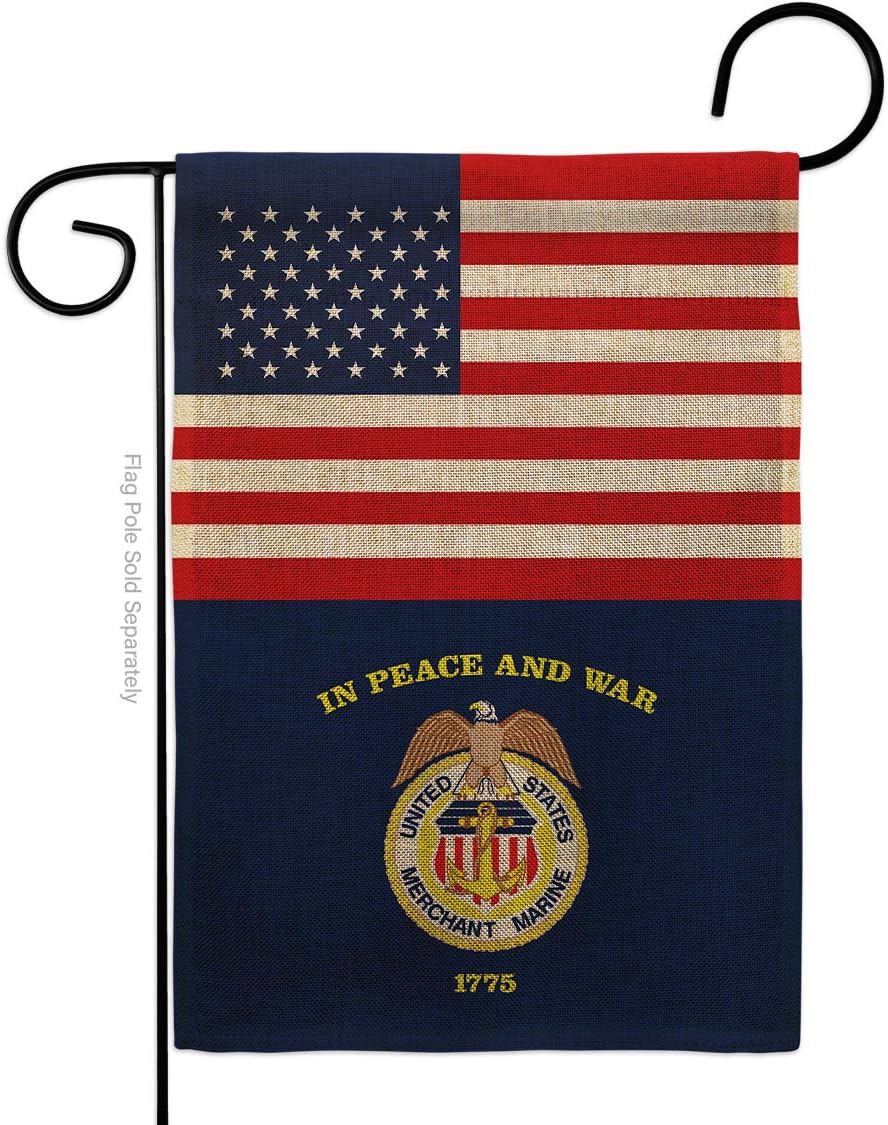 US Merchant Marine Garden Flag Set Wall Holder Armed Forces Corps USMC Semper Fi United State American Military Veteran Retire Official Small Gift Yard House Banner Double-Sided 13 X 18.5