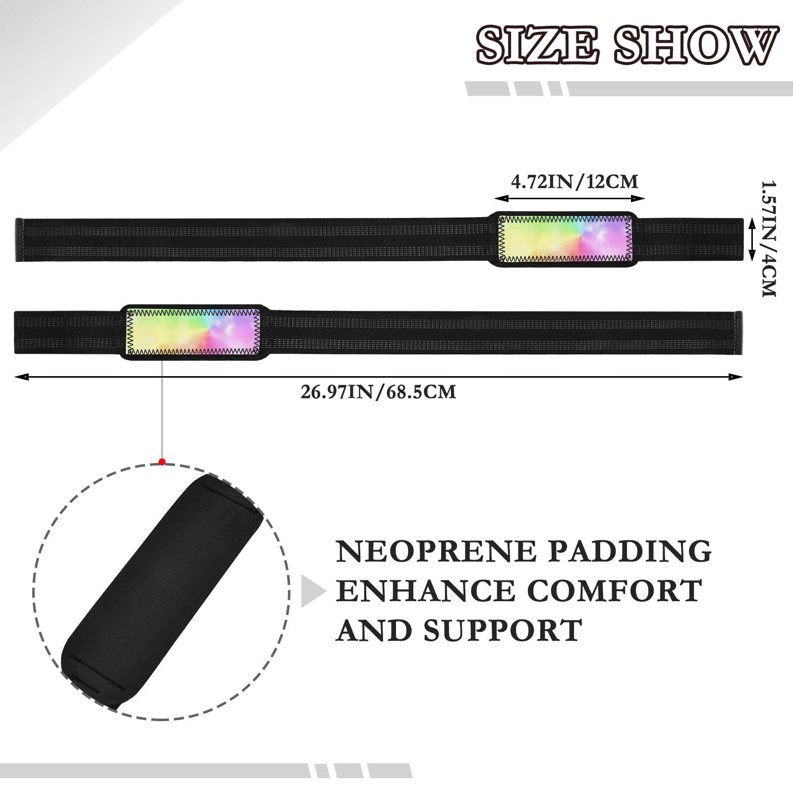STAYTOP Beautiful Rainbow Colors Wrist Straps for Weightlifting,Lifting Straps with Neoprene Cushioned Wrist Padded and Anti-Skid Silicone for Strength Training,Bodybuilding,Deadlifting
