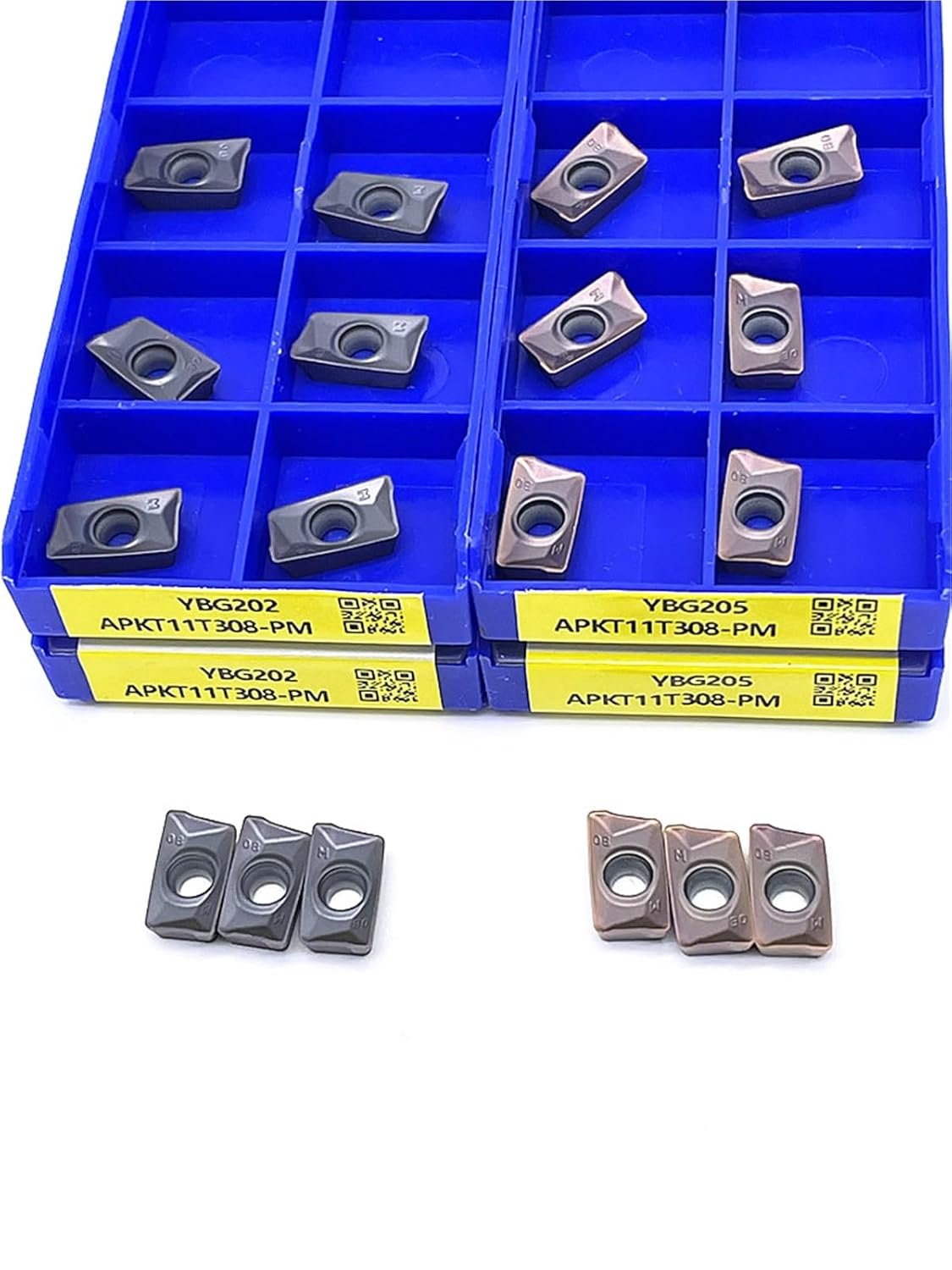 10Pcs APKT11T308-PM YBG202 APKT11T308-PM YBG205 Carbide Turning Inserts, Indexable CNC Lathe Milling Inserts for Processing Steel Stainless Steel(APKT11T308-PM YBG205)