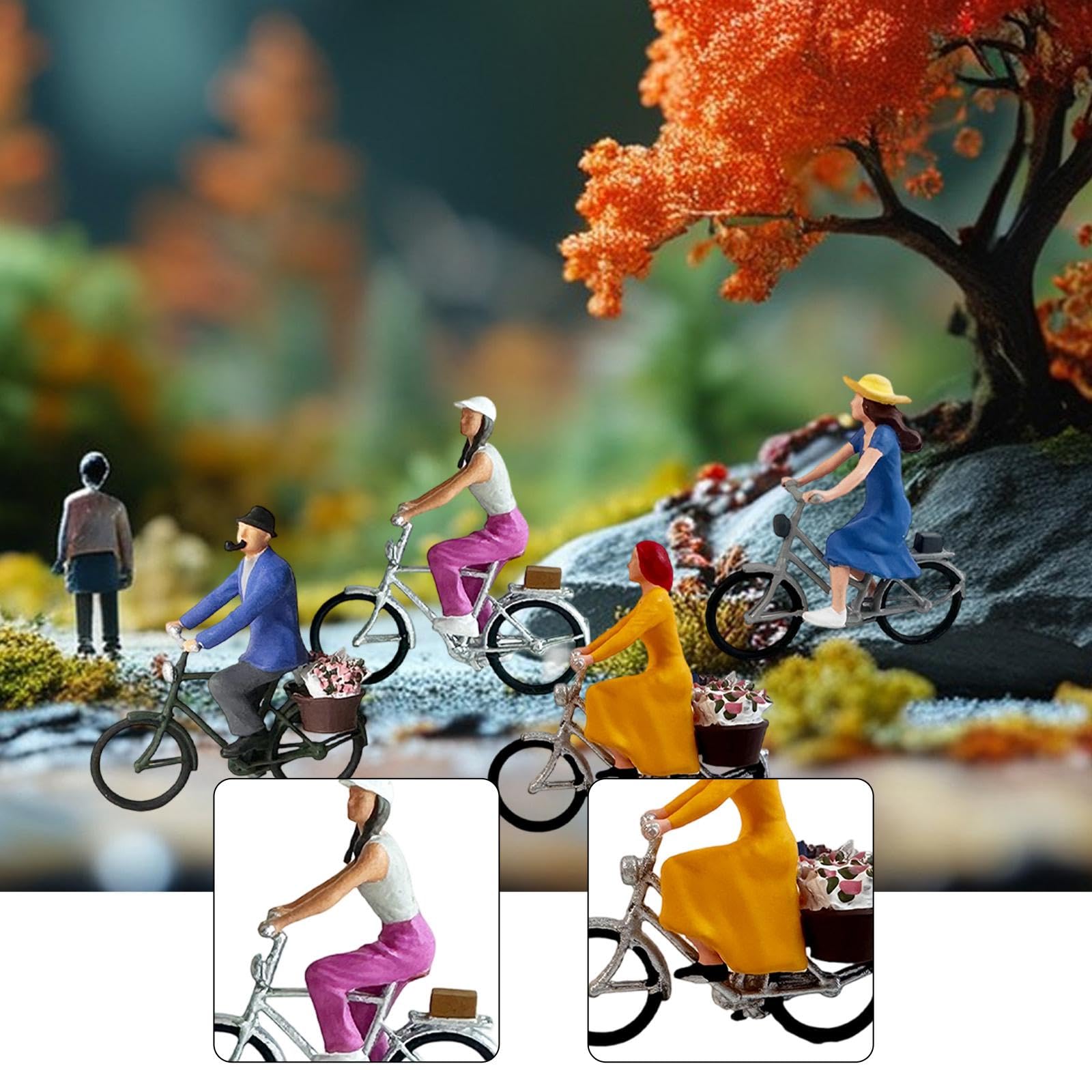 Set di 4 Figure di Ciclisti in 1:87 per Diorami da Giardino delle Fate.