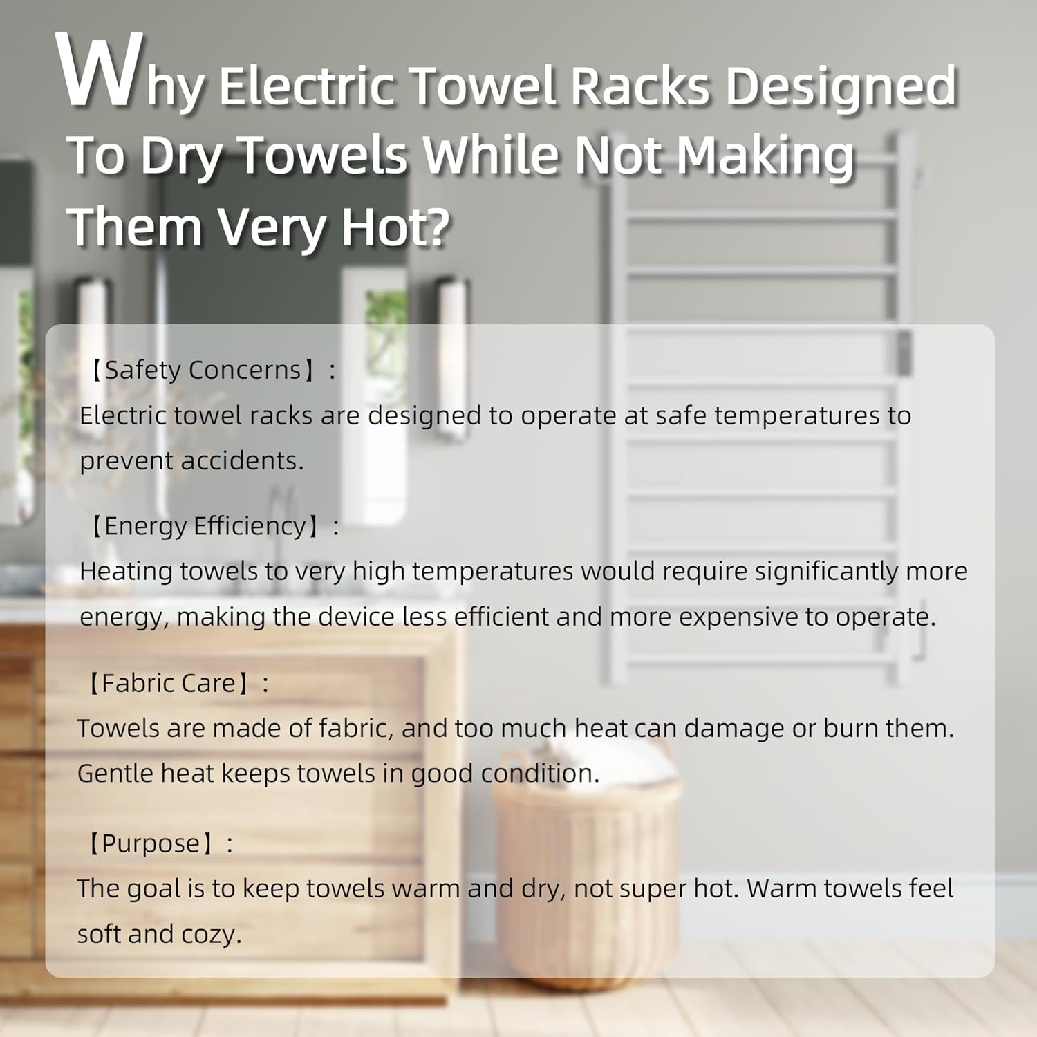 P&Dlusir Square Bar Towel Warmer, Heated Towel Rack with Smart Timer and Thermo Control, Wall-Mounted Heated Towel Rail, Stainless Steel, Hard-Wired/Plug-in, 10 bar, Polished