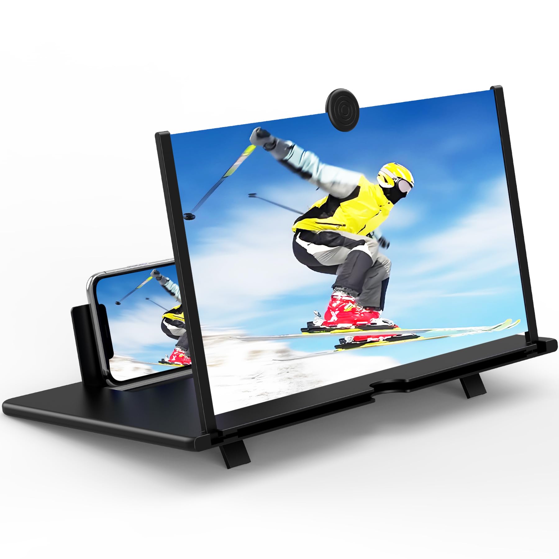 14" Screen Magnifier for Smartphone,3D HD Mobile Phone Magnifying Projector Screen Enlarger for Movies, Videos, and Gaming,Foldable Phone Stand with