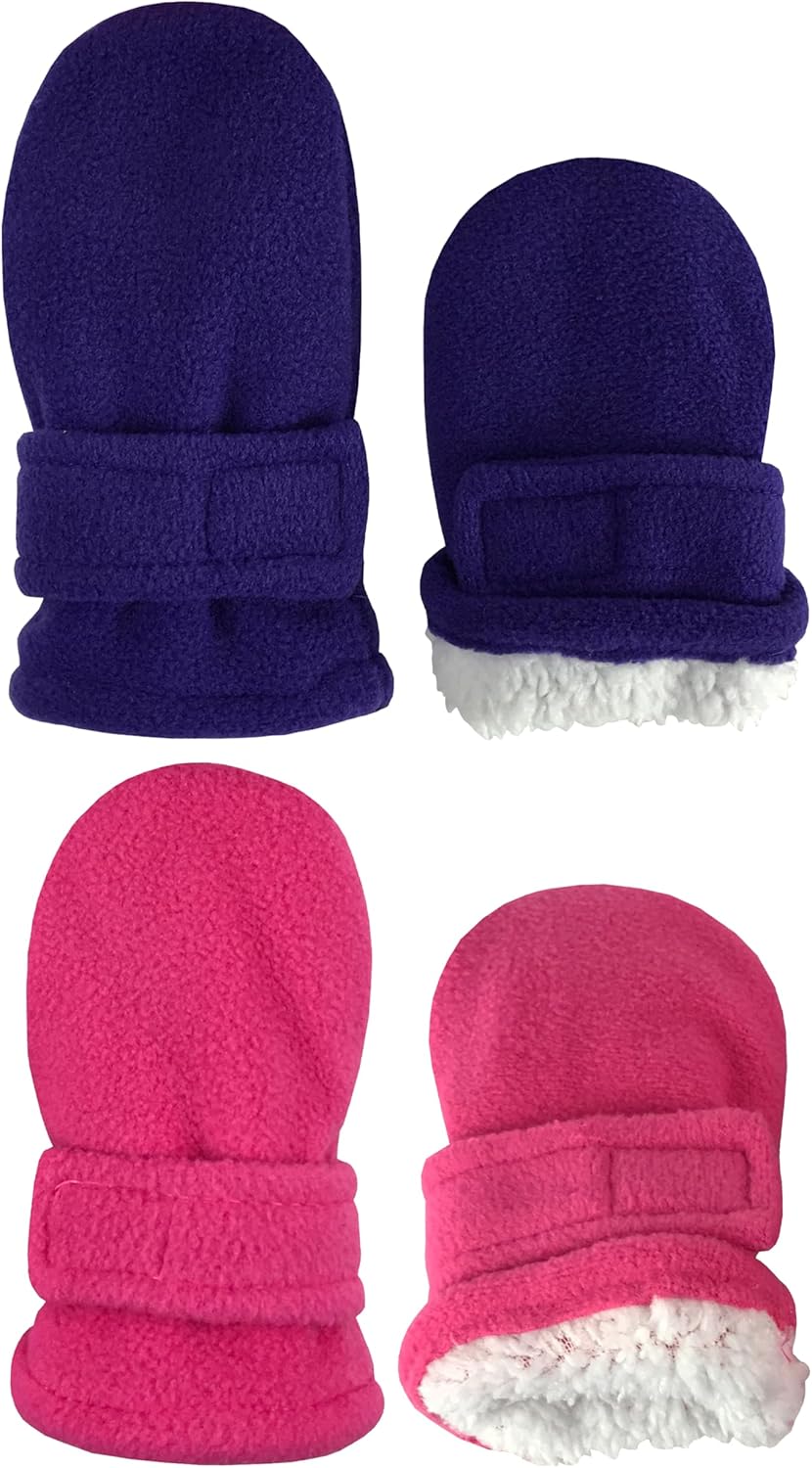 N'Ice Caps Baby Toddler Mittens Kids 2 Pairs Fleece Gloves Winter Warm Sherpa Lined - Image 2
