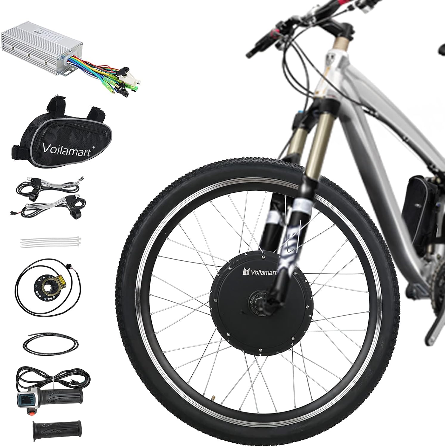 Voilamart Electric Bike Wheel Kit 26" Front Wheel 48V 1000W EBike