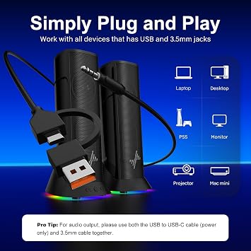 Nylavee Computer Speakers, Plug-and-Play PC Speakers for Desktop & Laptop