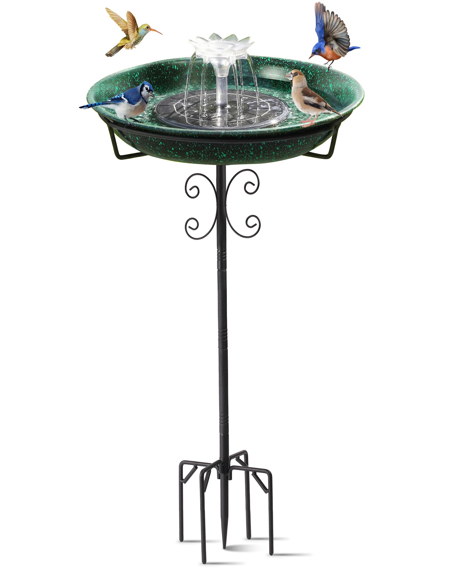 Yiabivo Solar Powered Bird Bath with Lotus Fountain