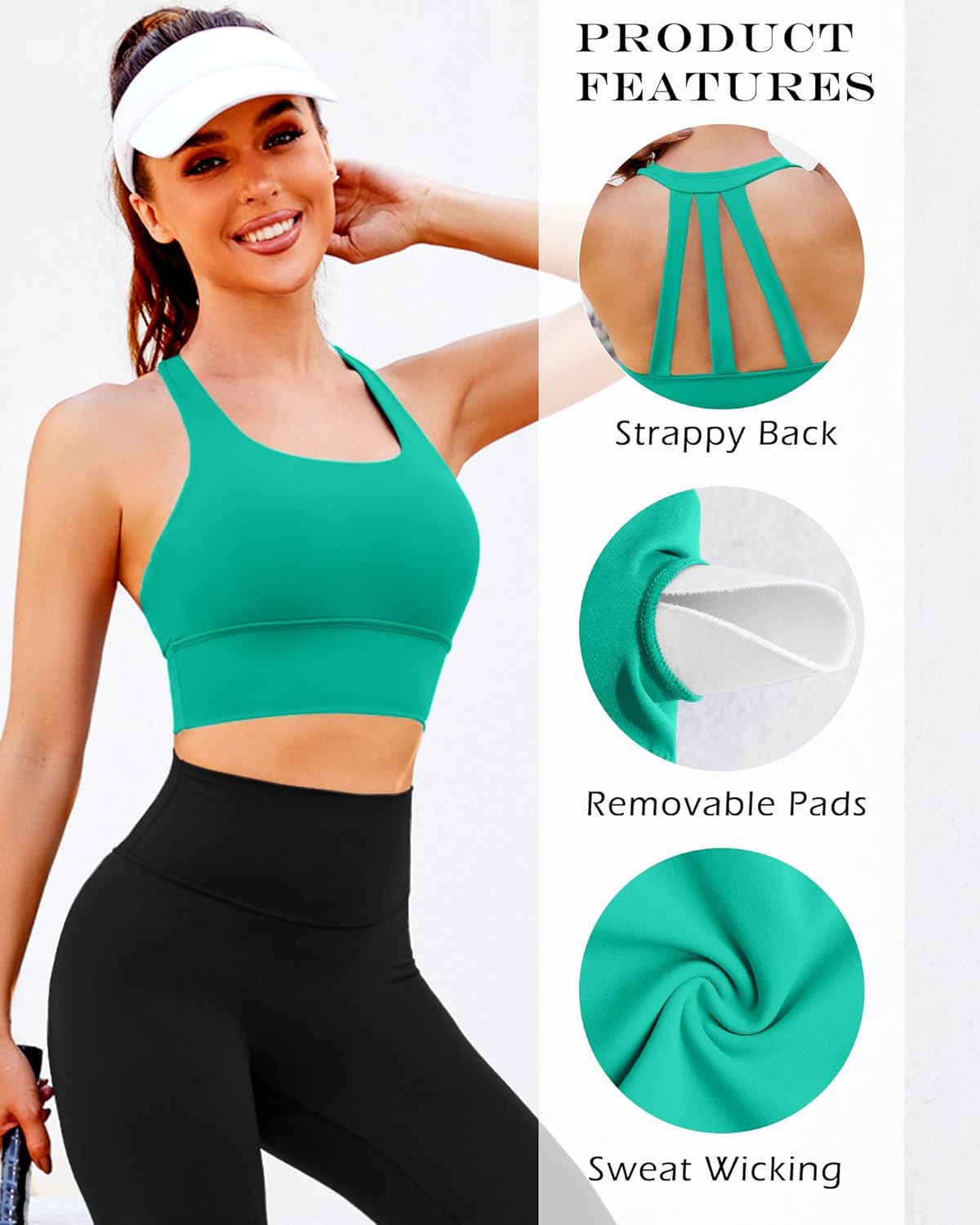 XUNYU Longline Sports Bra for Women Open Back Workout Tops Padded Yoga Tank Wide Strap Halter Crop Top Build in Bra Gym - Image 5