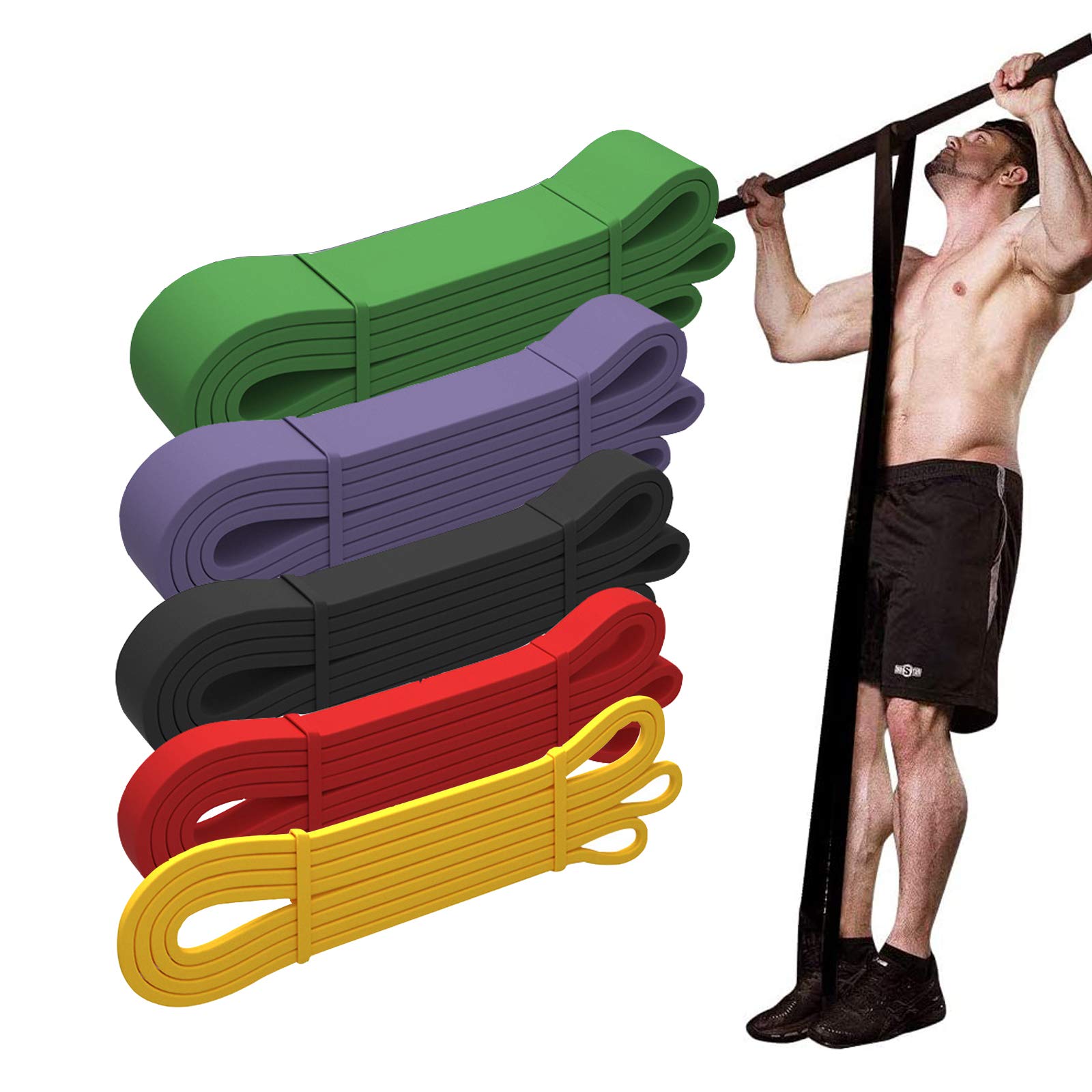 LZQpearl Set di Bande di Resistenza al Pull Up, Set di Bande di Resistenza in Lattice di qualità per Allenamento di Forza, Mobilità, Stretching, Ideale per Casa, Palestra, Yoga, Allenamento
