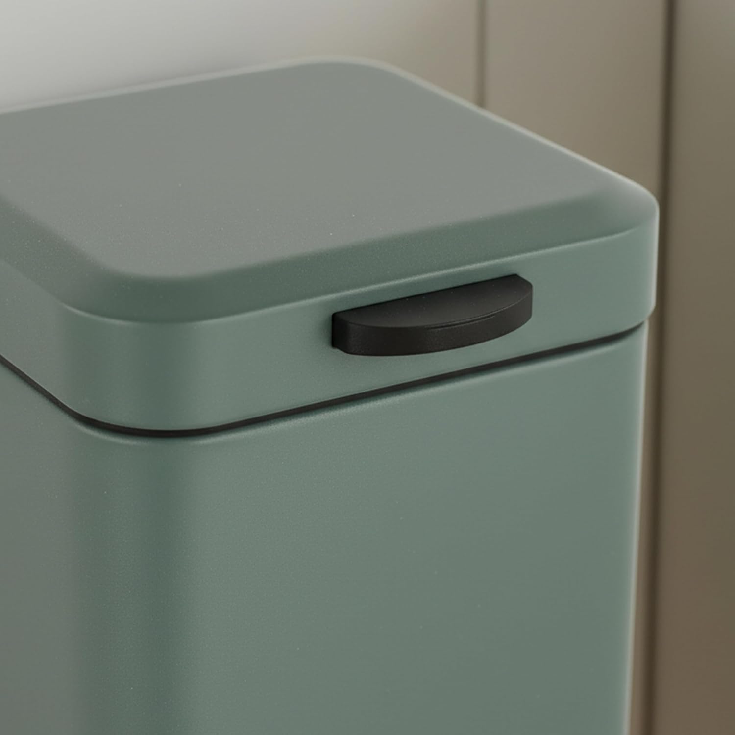 Relaxdays Wall-Mounted Cosmetic Bin, 3 Litres, Soft-Close Mechanism, Removable Inner Bin, Bathroom Bin, Stainless Steel, Dark Green