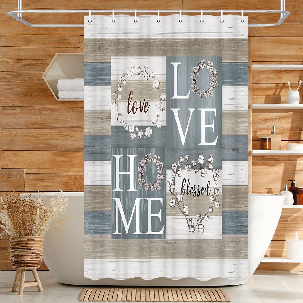 Amazon.com: Dongbei Farmhouse Shower Curtain Cotton Flower Rustic Shower Curtains Country Love ...