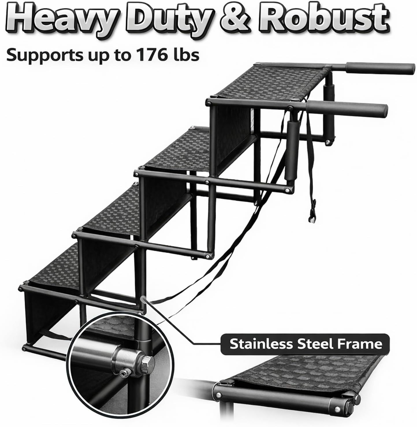 Foldable Dog Ramp, Stainless Steel Pet Stairs, 4 - Step, Portable 101x76cm - Durable Stability, Non - Slip Surface, Ideal for Large Dogs and Cars