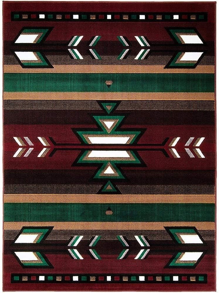 Champion Rugs Southwest Native American Navajo Indian Area Rug Design in Burgundy (2 Feet X 3 Feet)