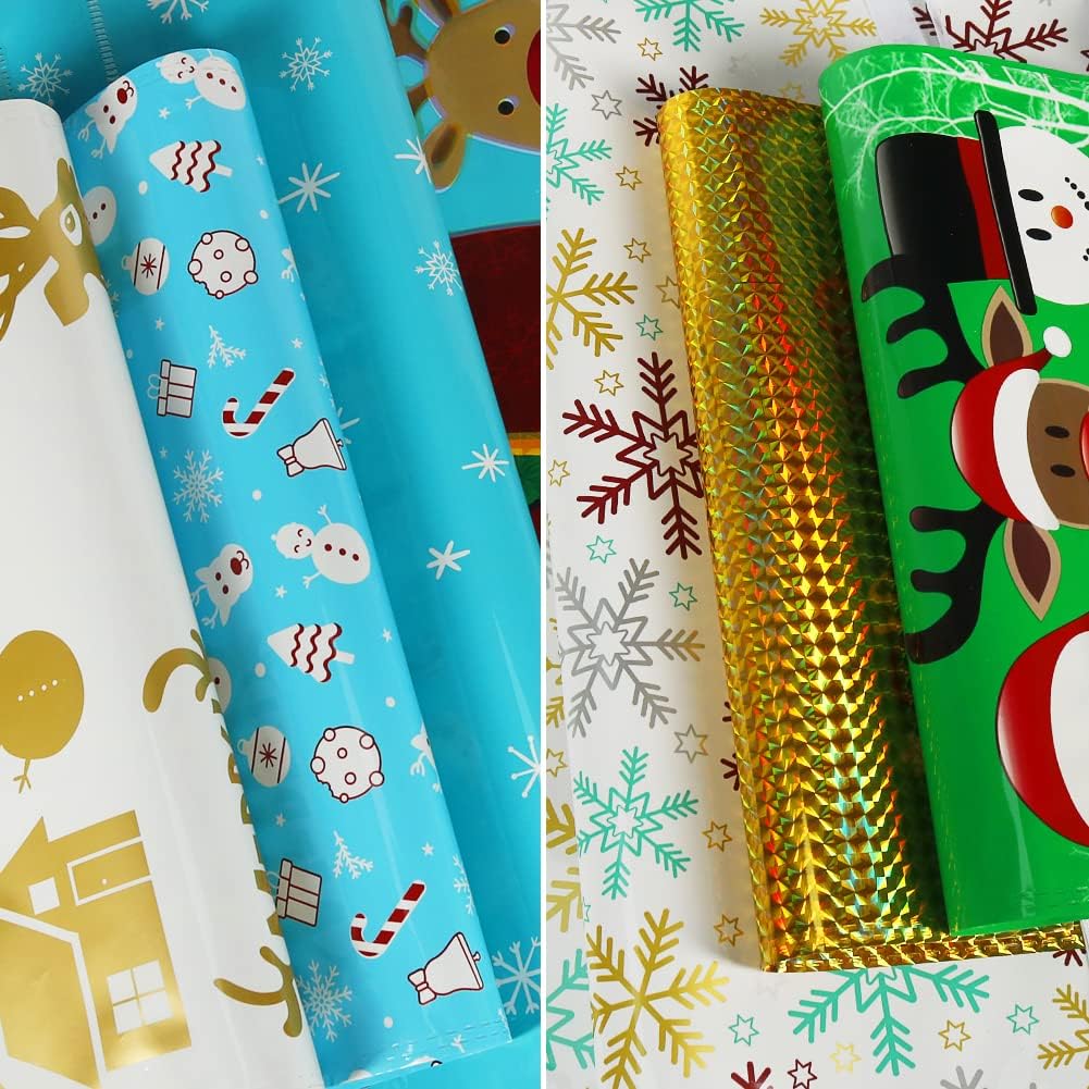 HRX Package Holiday Drawstring Gift Bags with Tags, 30pcs Christmas Foil Gift Wrapping Sacks Pouches for Xmas Presents Party Favor