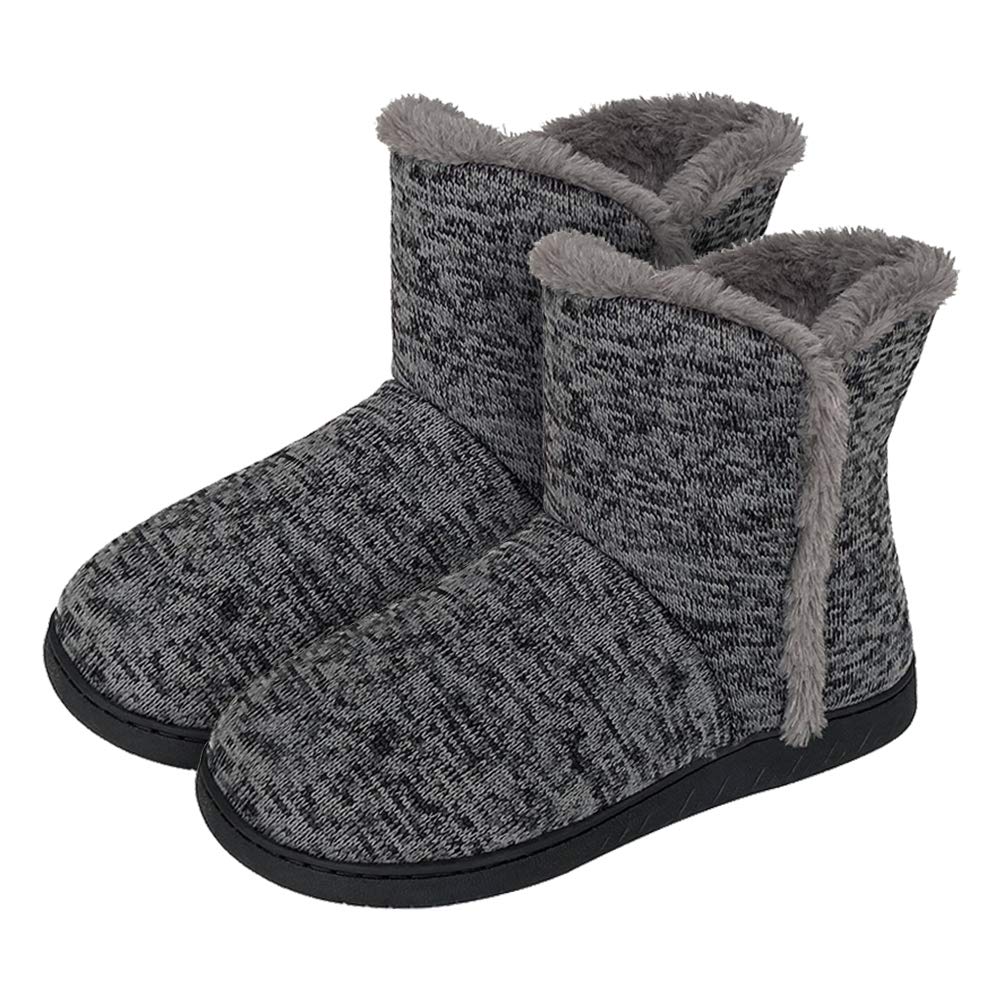 ZAPZEALWomen's Men's Bootie Slippers Indoor Outdoor Warm House Slippers Memory Foam Fleece Booties Pom Poms Anti-Slip High Top House Booties (Size 4-9.5 US)