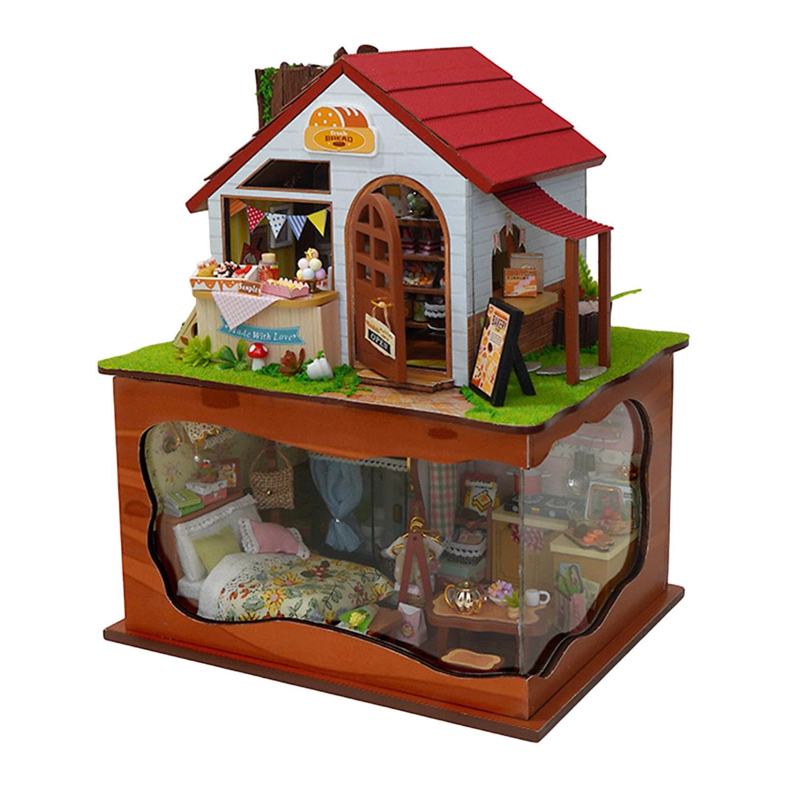 harayaa Kit Fai da Te per Casa in Miniatura, Diorama da Comodino, Costruzione di Una Casa, Panetteria in Miniatura Fai da Te