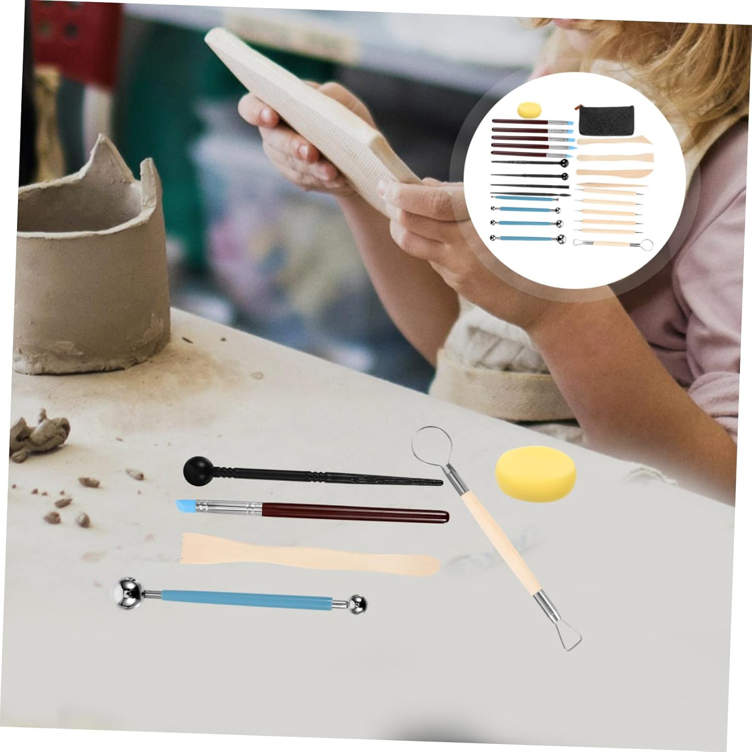 DOITOOL 1Set Pottery Tool Multi Functional Clay Sculpting Tools Kit for Art Projects DIY Crafts and Sculpture Durable and Easy to Use for Beginners and Professionals