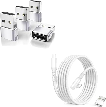 Elebase Silver USB Adapter for iPhone 17 16 and Right Angle USBC to Lightning Charger Cable for iPhone 14 13,iPad 9th 8th