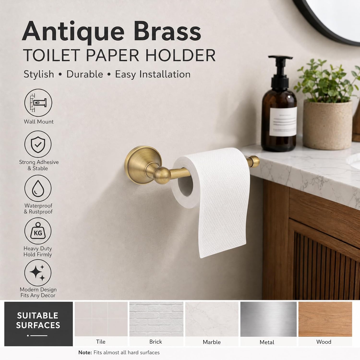 Antique Brass Toilet Paper Holder Wall Mount,Vintage Toilet Paper Holder,Antique Bathroom Accessories Toilet Roll Holder Toilet Tissue Holder image 3