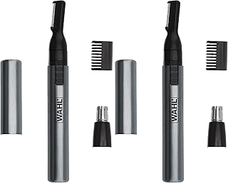 WAHL Micro Groomsman Personal Trimmer, Battery Powered | Rinseable Heads | Interchangeable Heads | For Facial Detailing | Model 05640-600