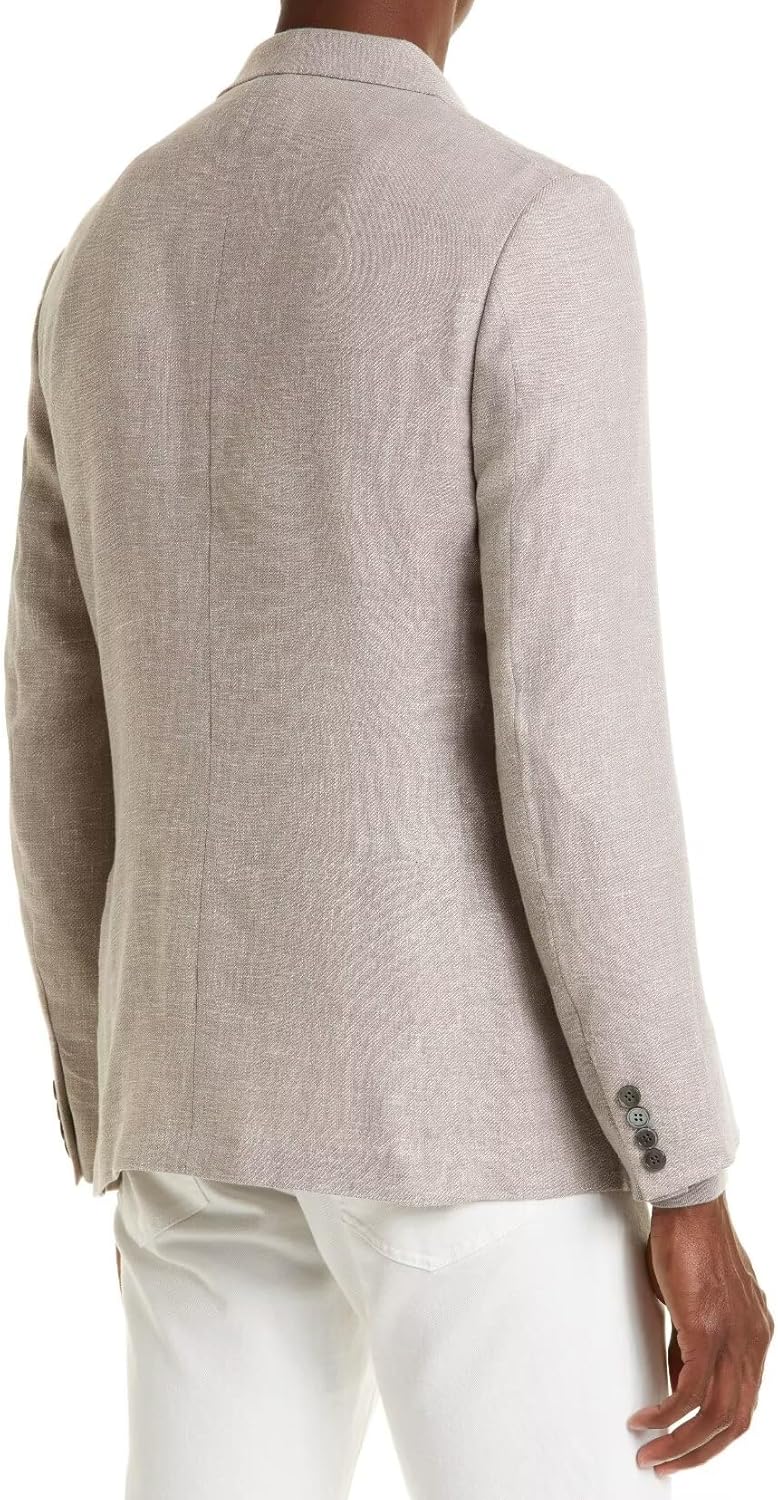 Mens Casual Linen Blazer Jacket Slim Fit Fashion Suit Blazer Lightweight 2 Button Notch Lapel Sport Coat