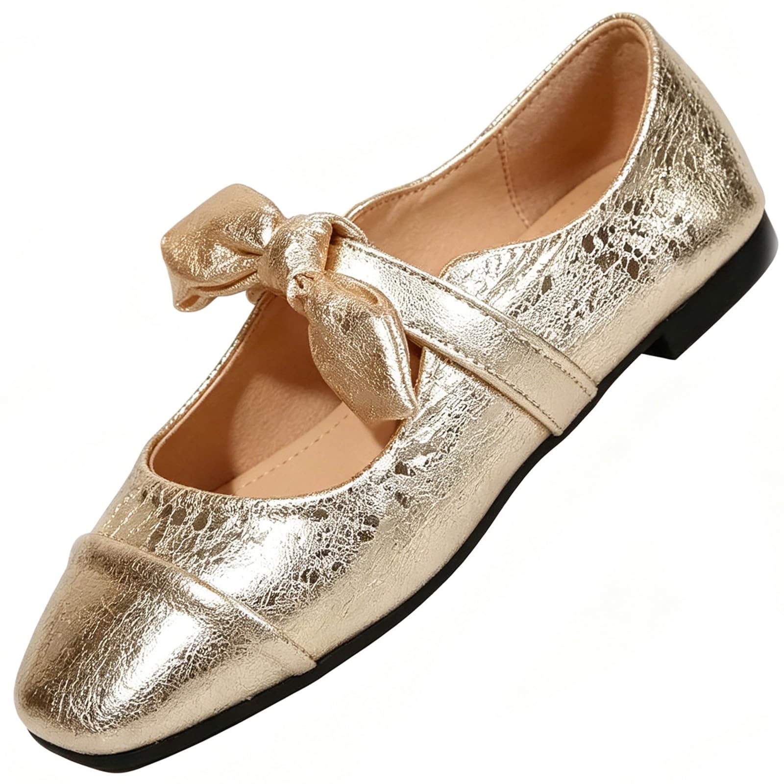 Mary Jane - Zapatos planos de ballet con lazo y punta cuadrada para mujer, elegantes, cómodos, ligeros, antideslizantes, elegantes y para caminar