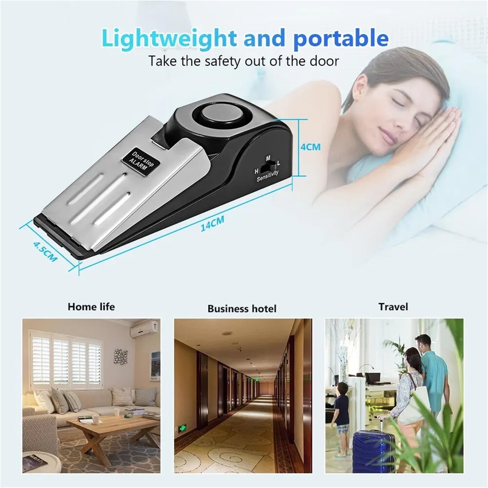 Tope Para Puerta Con Alarma Paquete de 2 alarmas tope puerta inalámbricas 120 dB