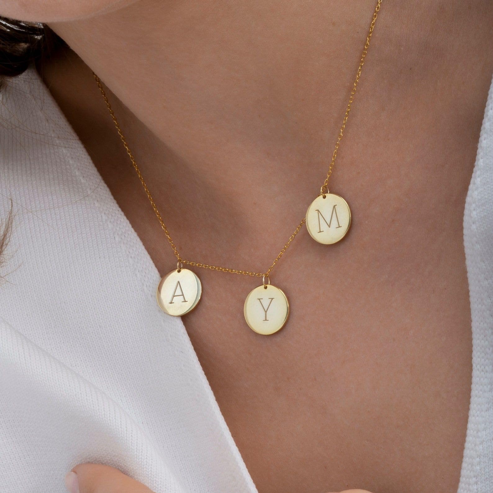 Personalizzato argento sterling disco collana iniziale ciondolo su misura gioiello