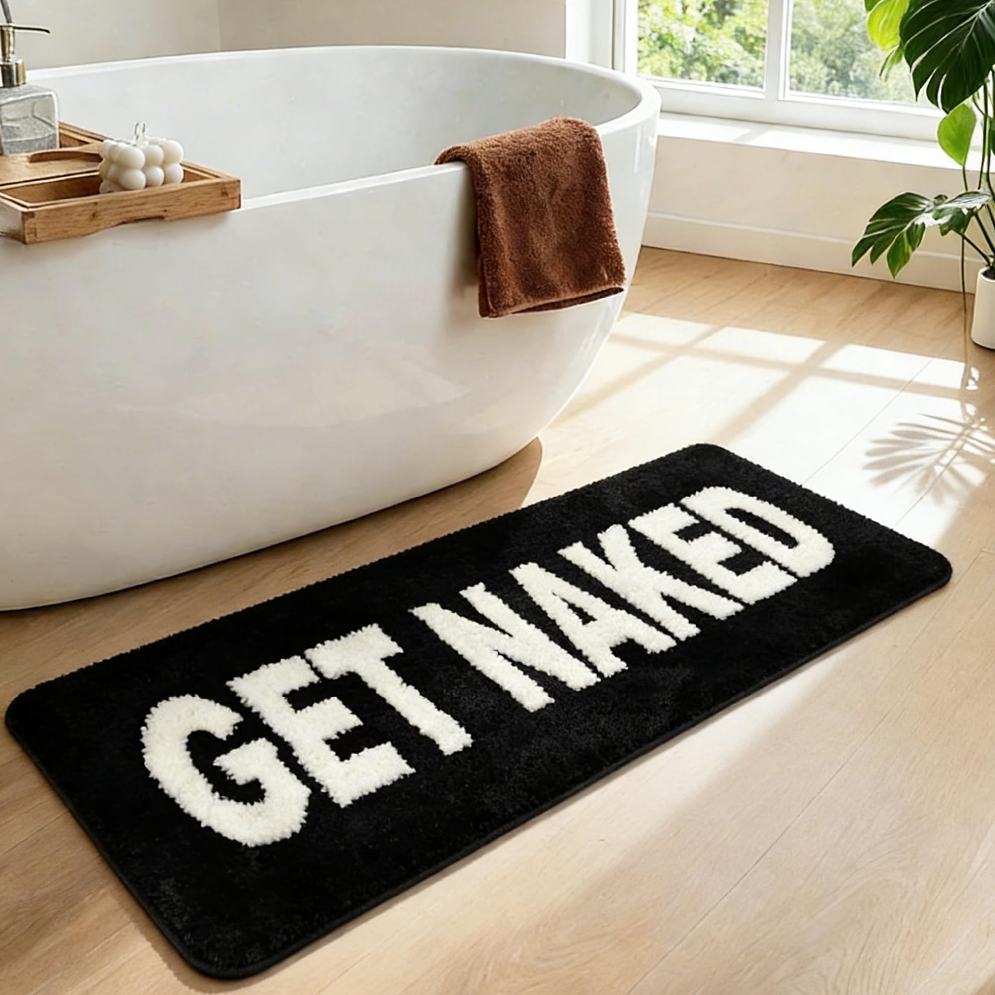 Tapis de bain GET Naked coloré antidérapant et absorbant de 120 x 44 cm pour douche