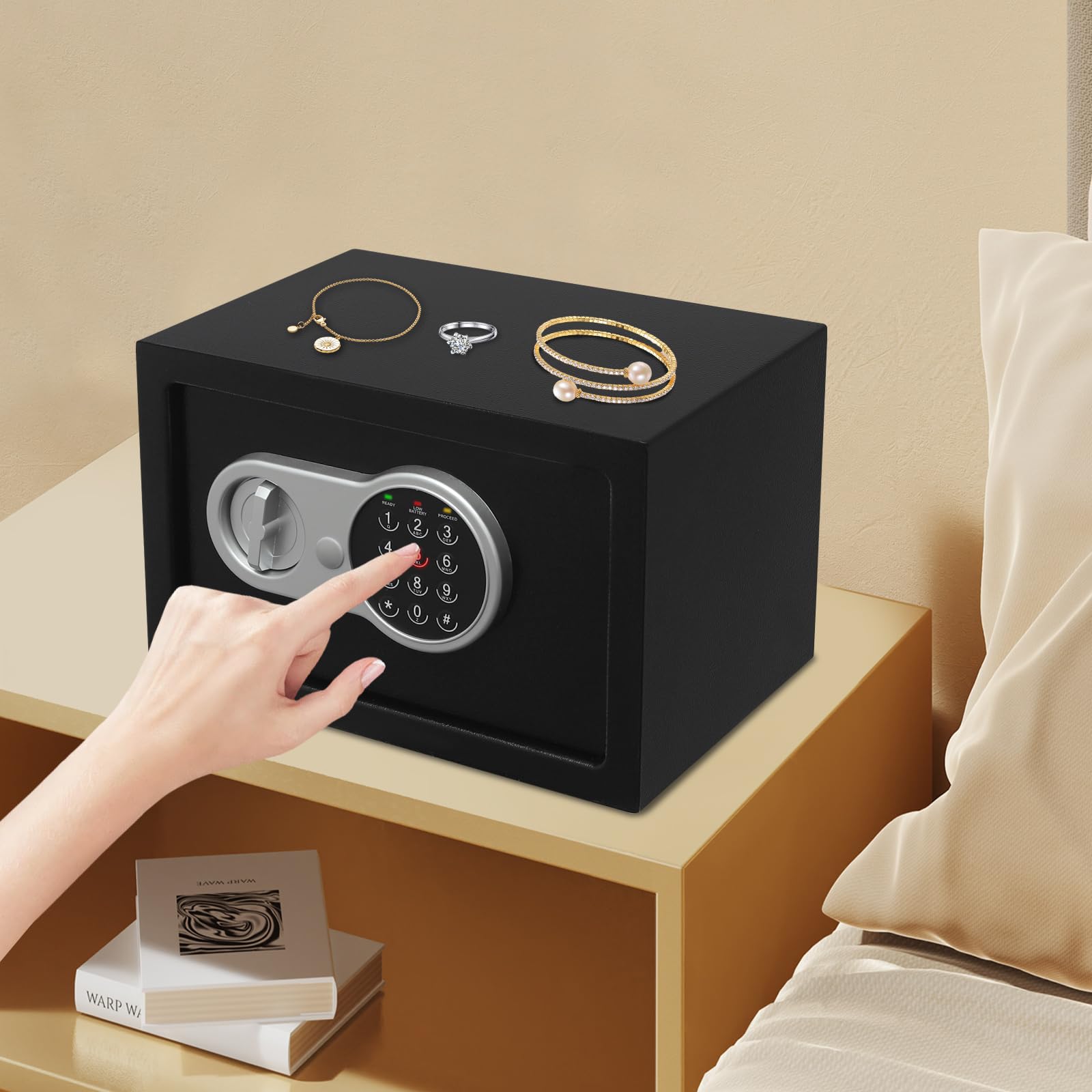 Cassaforte per mobili con serratura a combinazione e chiave di emergenza, cassaforte compatta per casa e ufficio, scatola di sicurezza elettronica per contanti, gioielli e documenti, cassaforte in