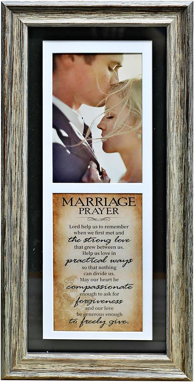 Marriage Prayer Picture Frame, Rustic Wood Framed Wall Art Decoration