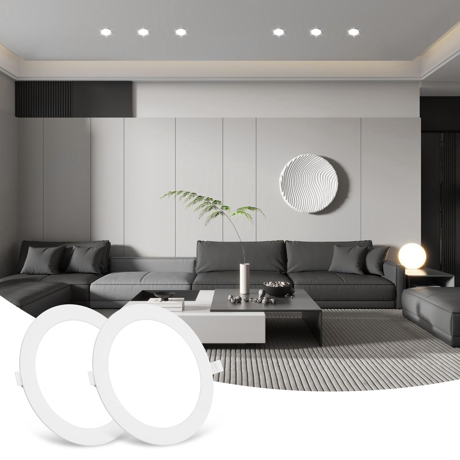 Bellanny LED Recessed Ceiling Lights, 3W 270LM 6500K Cool White Spot Lights, 1.1cm Ultra Slim Downlights for Living Room Kitchen Bulkhead Porch Bedroom Office （ 2 Packs ）