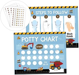 Potty Training Sticker Chart, Construction Potty Reward Sticker Chart for Toddlers Boys Girls, 10 Sheets Potty Chart with 216 Stickers, Toilet Time for Kids School Teaching or Home Training-03