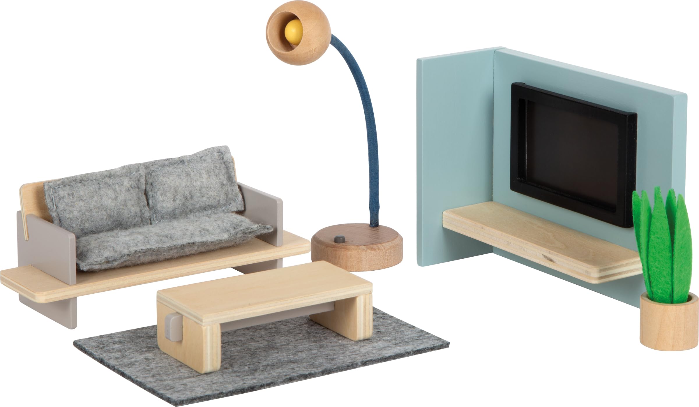 small foot Mobili per la casa delle bambole Salotto in legno, set di mobili per la casa della bambole, per bambini dai 3 anni, 12633