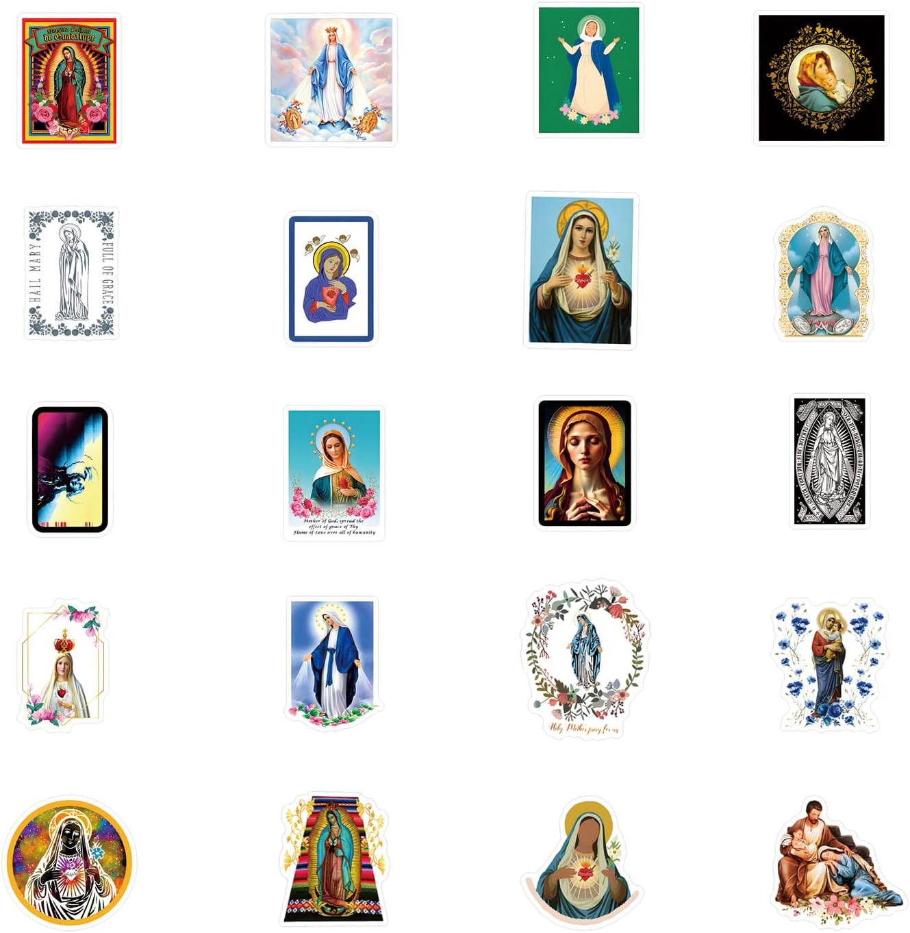 Virgin Mary Stickers 61pcs Faith Jesus Decals Aesthetic Waterproof Vinyl Pack Stickers for Water Bottle Laptop Cup Phone Skateboard DIY Party - Image 6