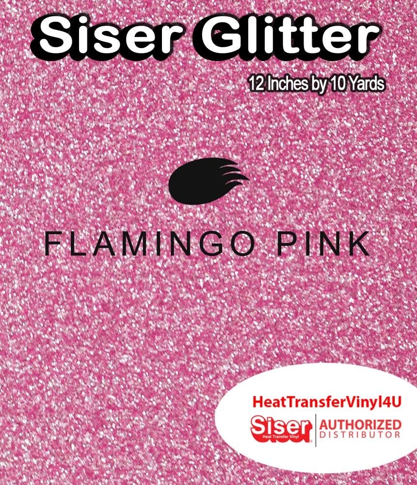 Siser Glitter Iron On Heat Transfer Vinyl 12 Inches (Actl. Size 11.8") (Flamingo Pink, 10 Yards)