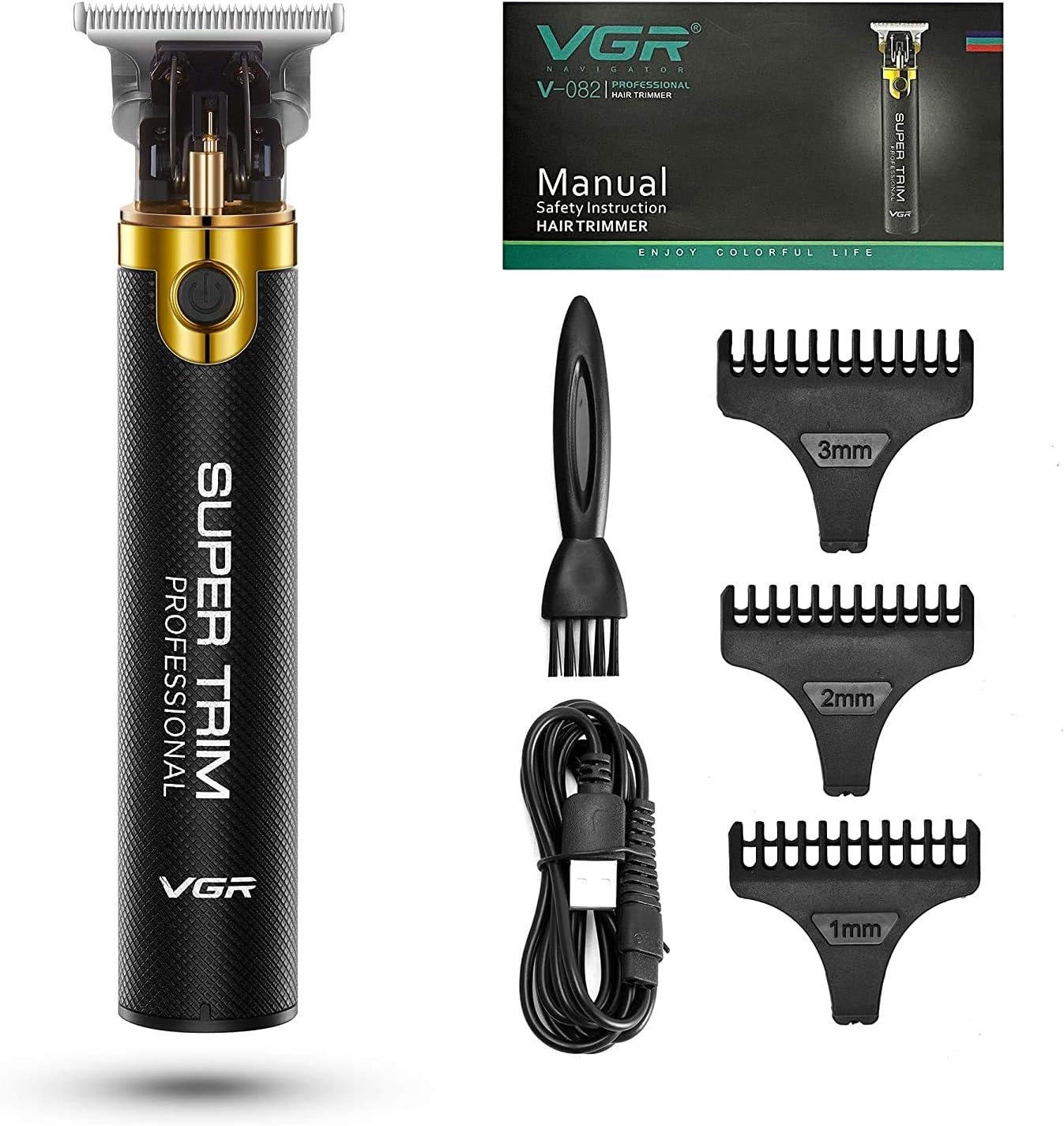 082 Professional Cordless Hair Trimmer Rechargeable Grooming Kits T-Blade Close Cutting Trimmer for Men 0 mm Bald Head Trimmer