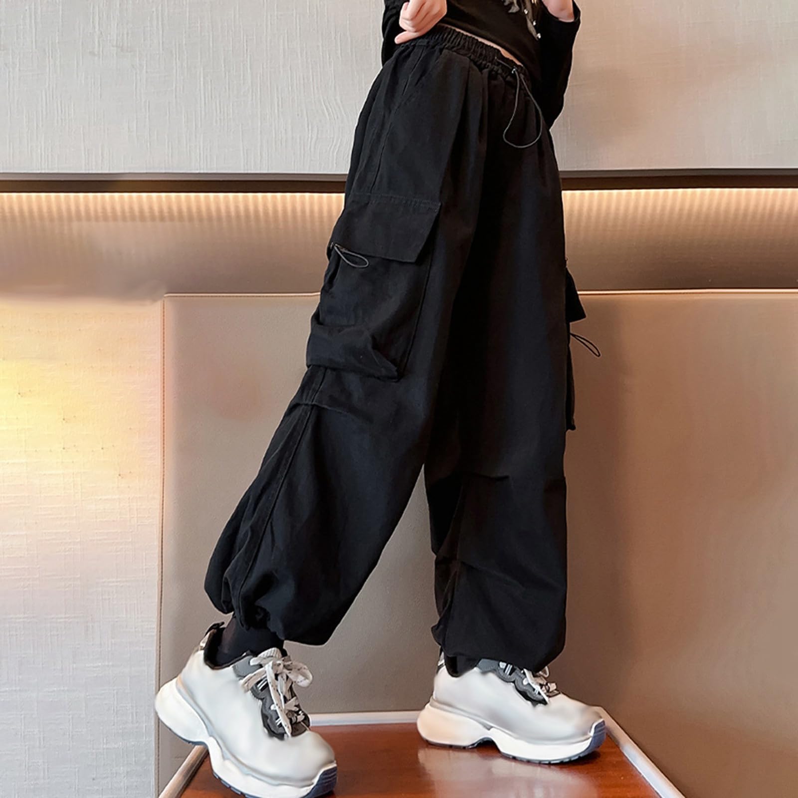 Pantaloni da Jogging per Bambine Hip Hop per Adolescenti Pantaloni da Street Dance Pantalone Tuta Ragazze Pantalone Casual Joggers Casual con Vita Alta Y2K Streetwear a Gamba Larga