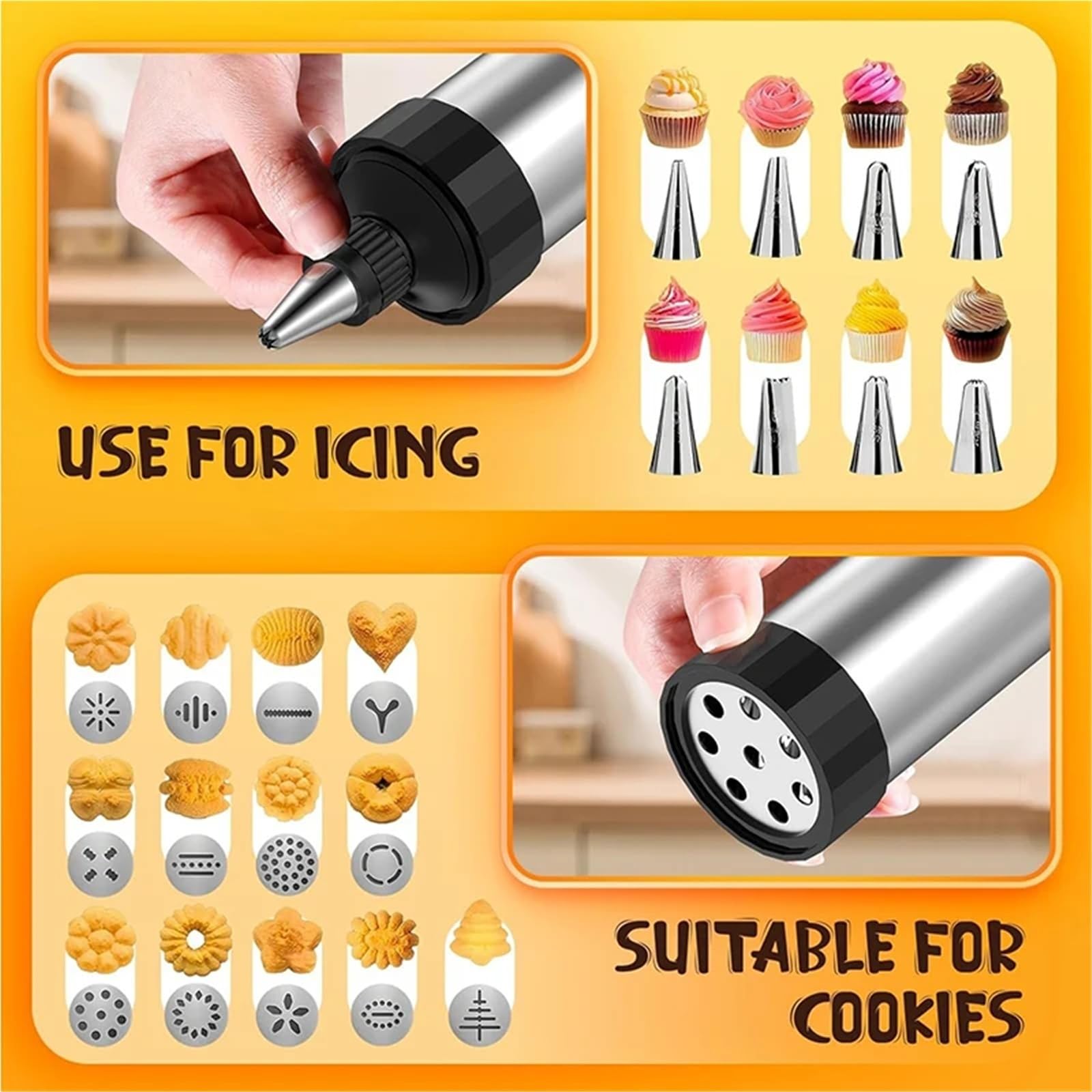 Kit de Presse à Biscuits en Acier Inoxydable, Ensemble Pistolet, Outil Cuisson DIY, Gadgets Cuisine(8 Discs)