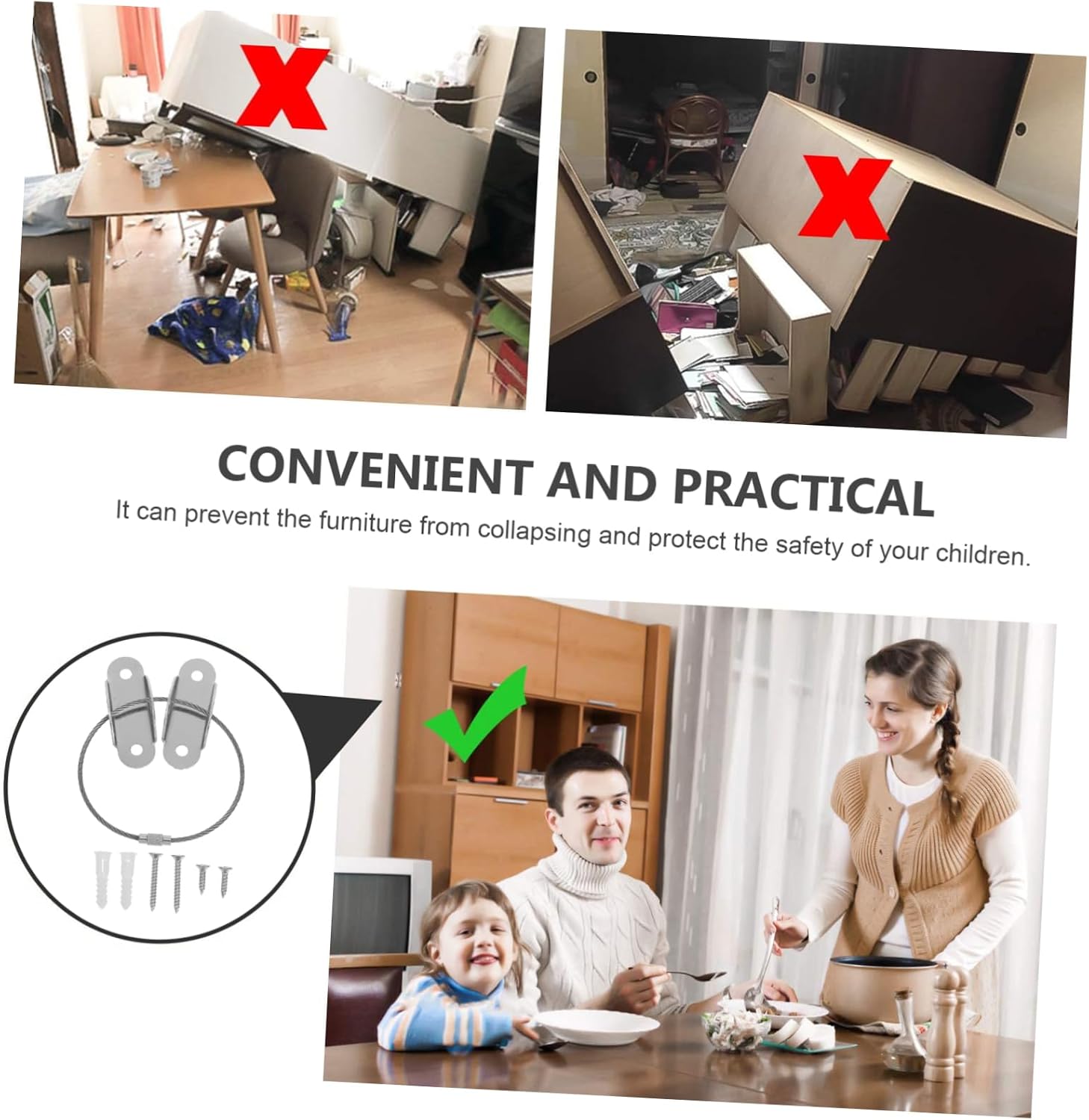 Vaguelly 4sets Tip Furniture Straps for Safety Anchors to Prevent Accidental Tipping of Dressers Bookshelves and Cabinets