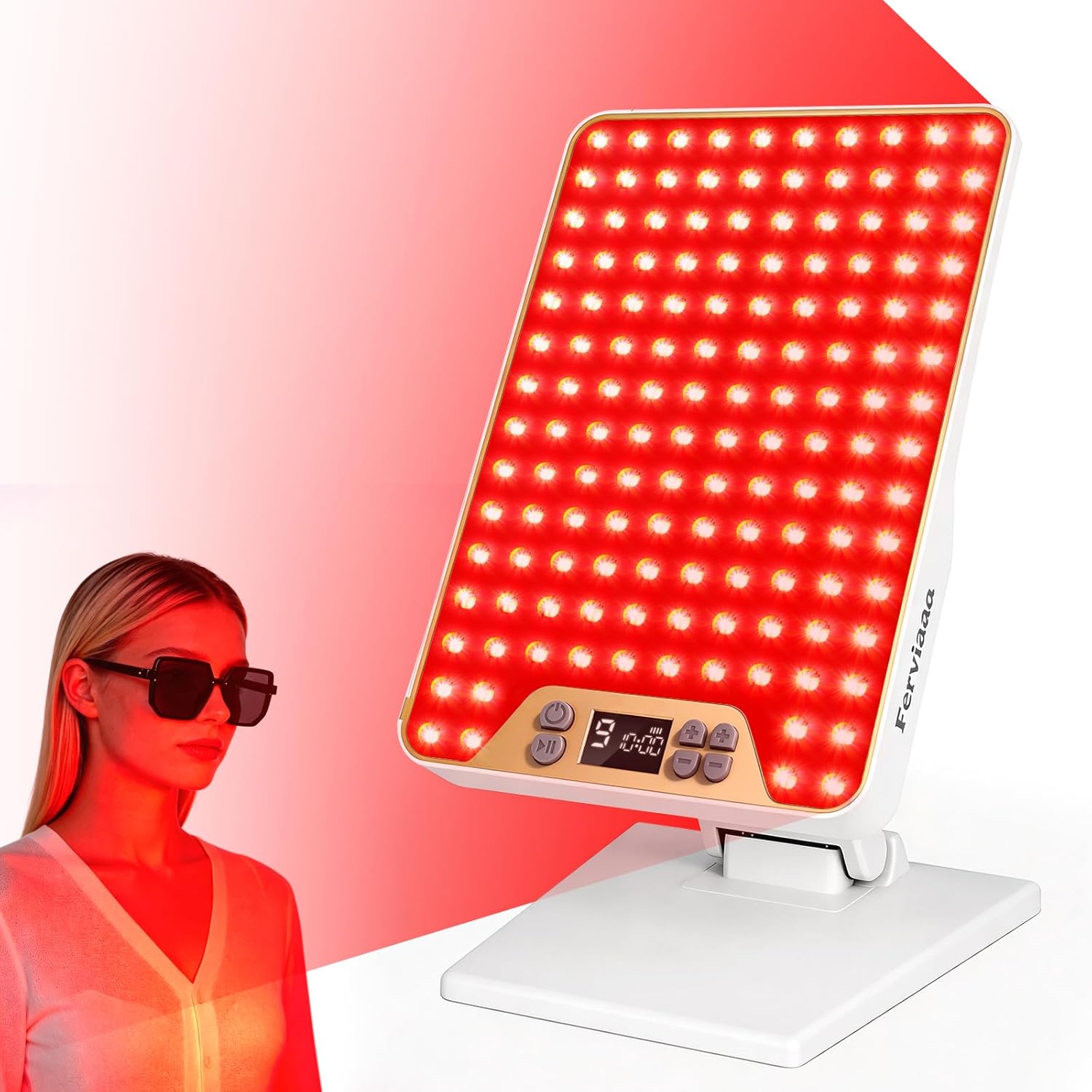 Red Light Therapy Panel with 4 Wavelengths 630/660/810/850nm, 138 red LED Infrared Therapy Panel & Body, Near Infrared Light Therapy Lamp with Adjustable Stand & Timer