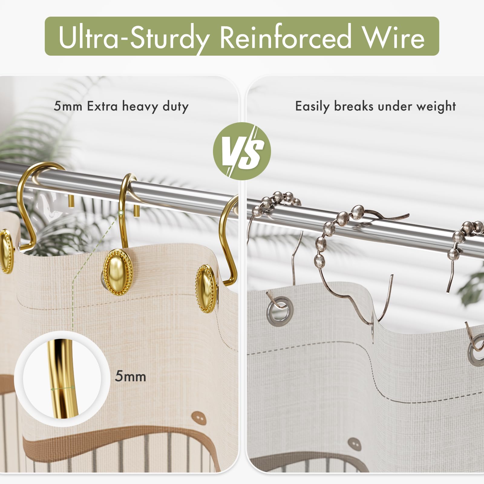 Gold Shower Hooks - Elegant & Rustproof -3