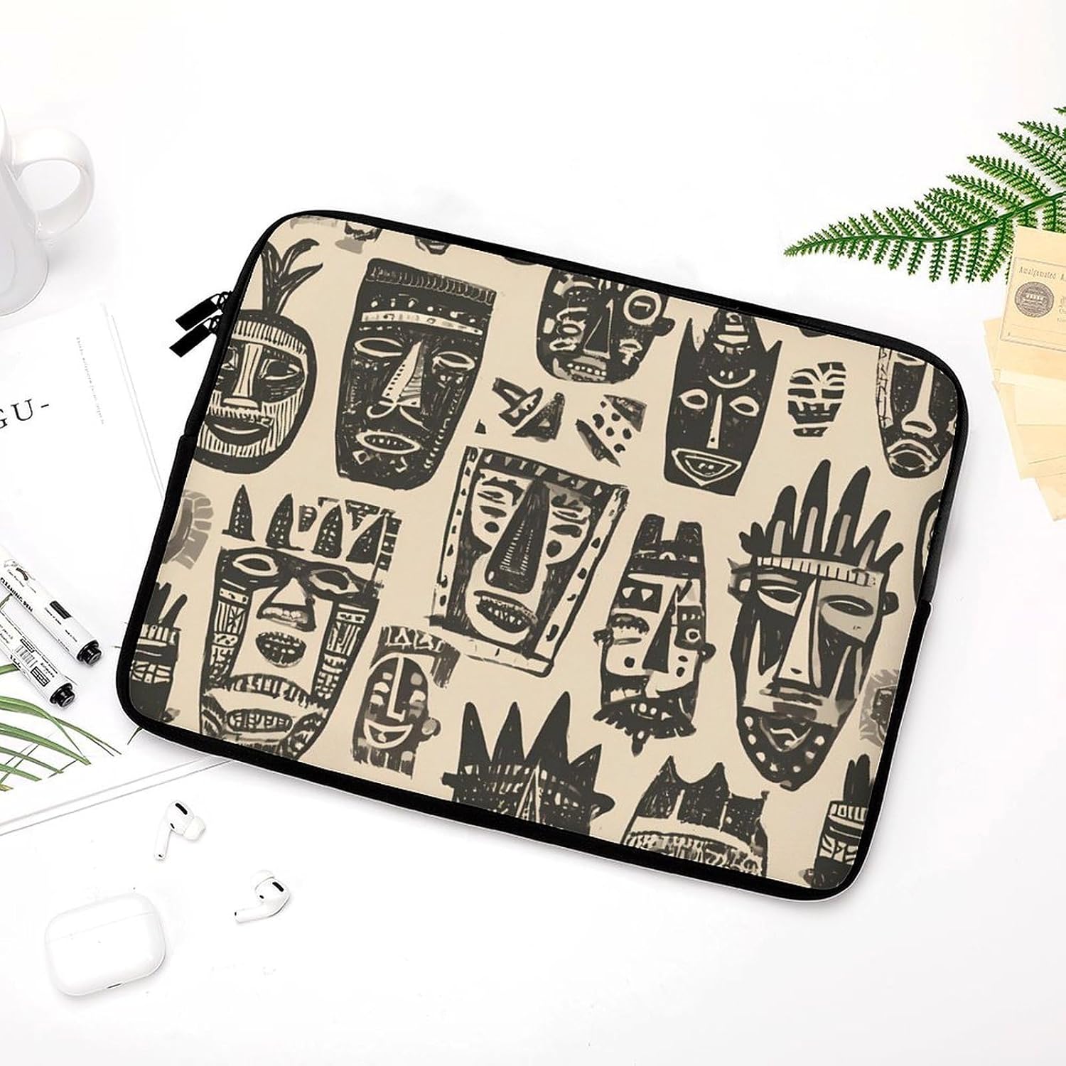 African Tribal Masks Laptop Case Sleeve Computer Tablet Bag 10inch image 5