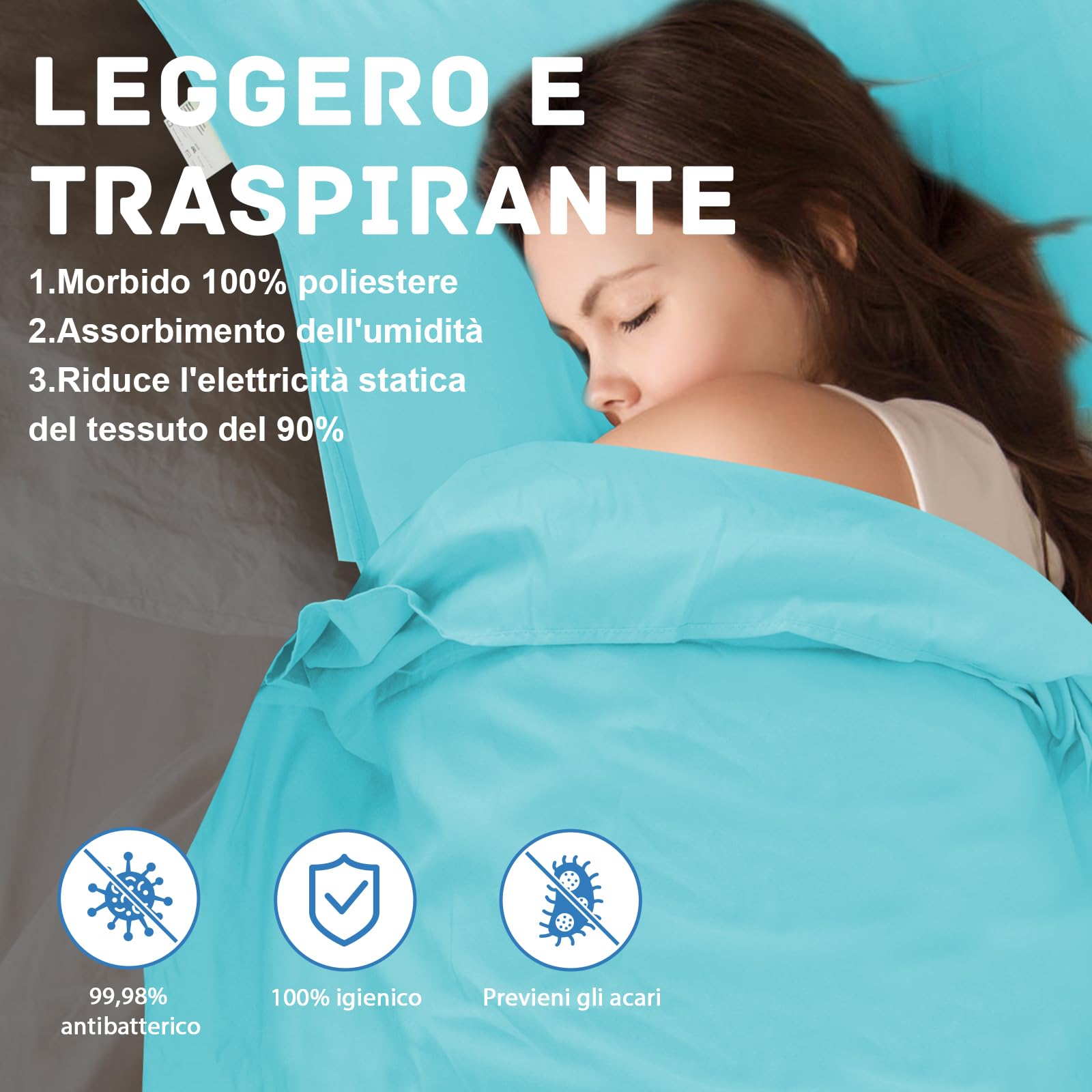 JAICOM Sacco Lenzuolo Sacco a Pelo, Sacco Lenzuolo da Viaggio Ultraleggero e Compatto, 220x90cm, Ideale per il campeggio, l'escursionismo, l'ostello e i viaggi di lavoro