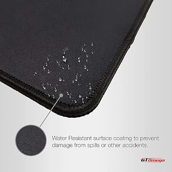 GT OMEGA Extended Gaming Mouse Mat (XXL) - Multifunctional Wide Computer Desk Mat for Office Writing, Laptop, Mouse - Waterproof Fabric Surface, Rubber Grip Base, Anti-Fray Stitched Edges - Black