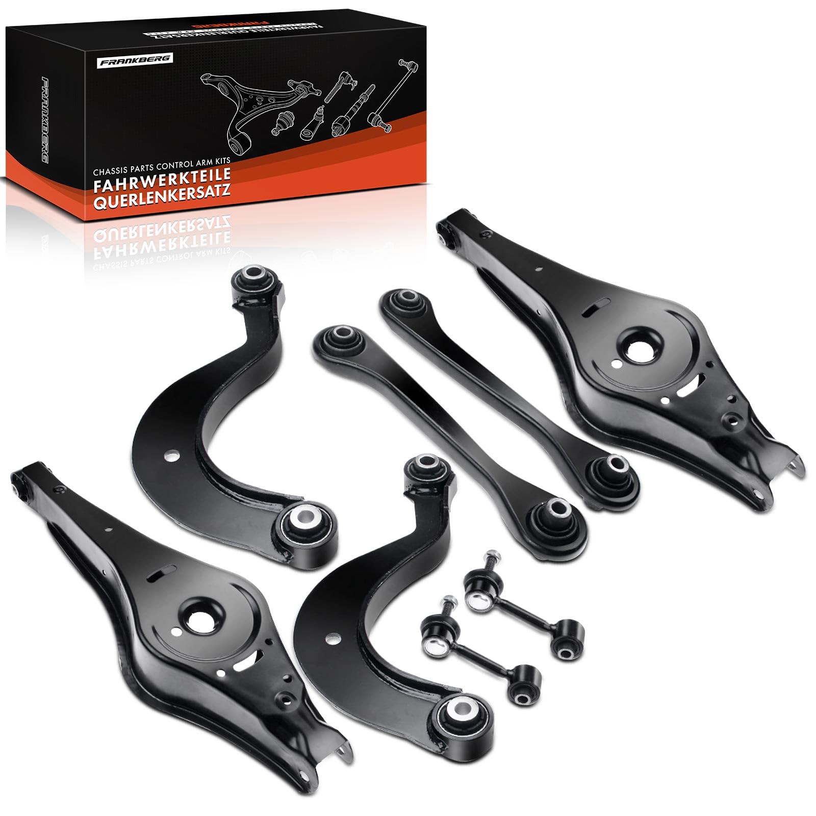 Frankberg 6x Querlenker + 2x Koppelstange Hinten Links Rechts Kompatibel mit A3 8P1 2003-2009 Leon 1P1 2005-2009 E.O.S 1F7 1F8 2006-2008 Replace# 1K0505465C