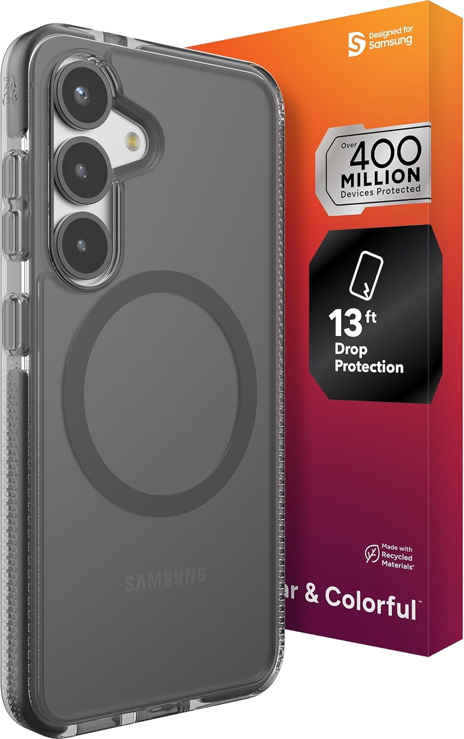 ZAGG Santa Cruz Snap Samsung Galaxy S25 Case - Slim, 13ft Drop Protection, Fast Wireless Charging Compatible, Graphene Strength, 70% Recycled Material, Anti-Scratch, Secure Grip, Midnight