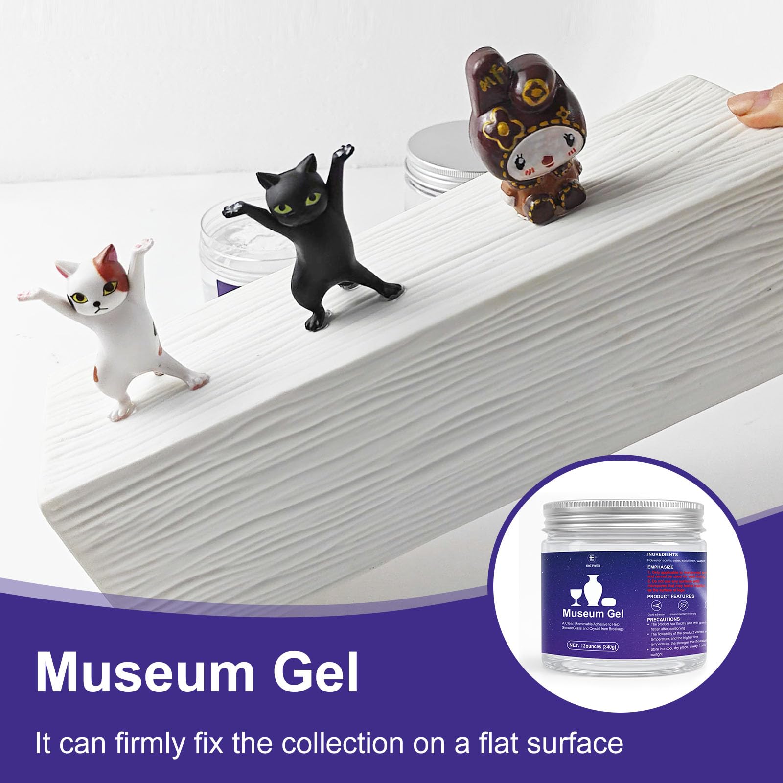 EIGTWEN 12oz Clear Museum Paste, Museum Paste Clear Removable, Excellent Adhesion, Reusable, Disassembles Without Marks, Suitable for Surfaces of Metal, Ceramics, Glass, Plastics, and Wood - Image 2