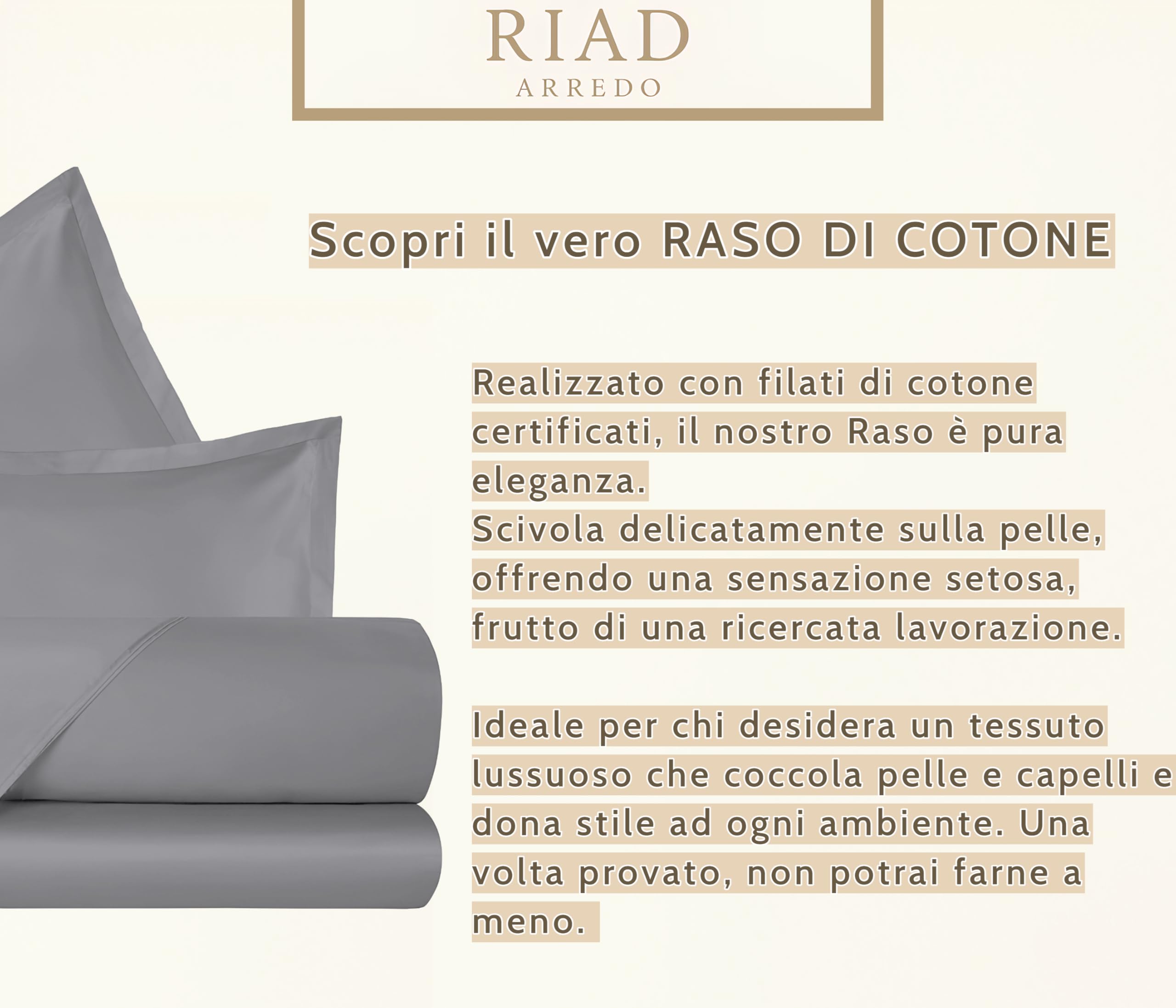 Mahome Set Lenzuola Matrimoniale Pregiato Raso di Cotone 100% 300 fili (TC) Artigianale - Lenzuolo con Angoli 180x200x27cm, Lenzuolo Sopra 260x300cm, 2 Federe con Volant - Made in Italy – Grigio