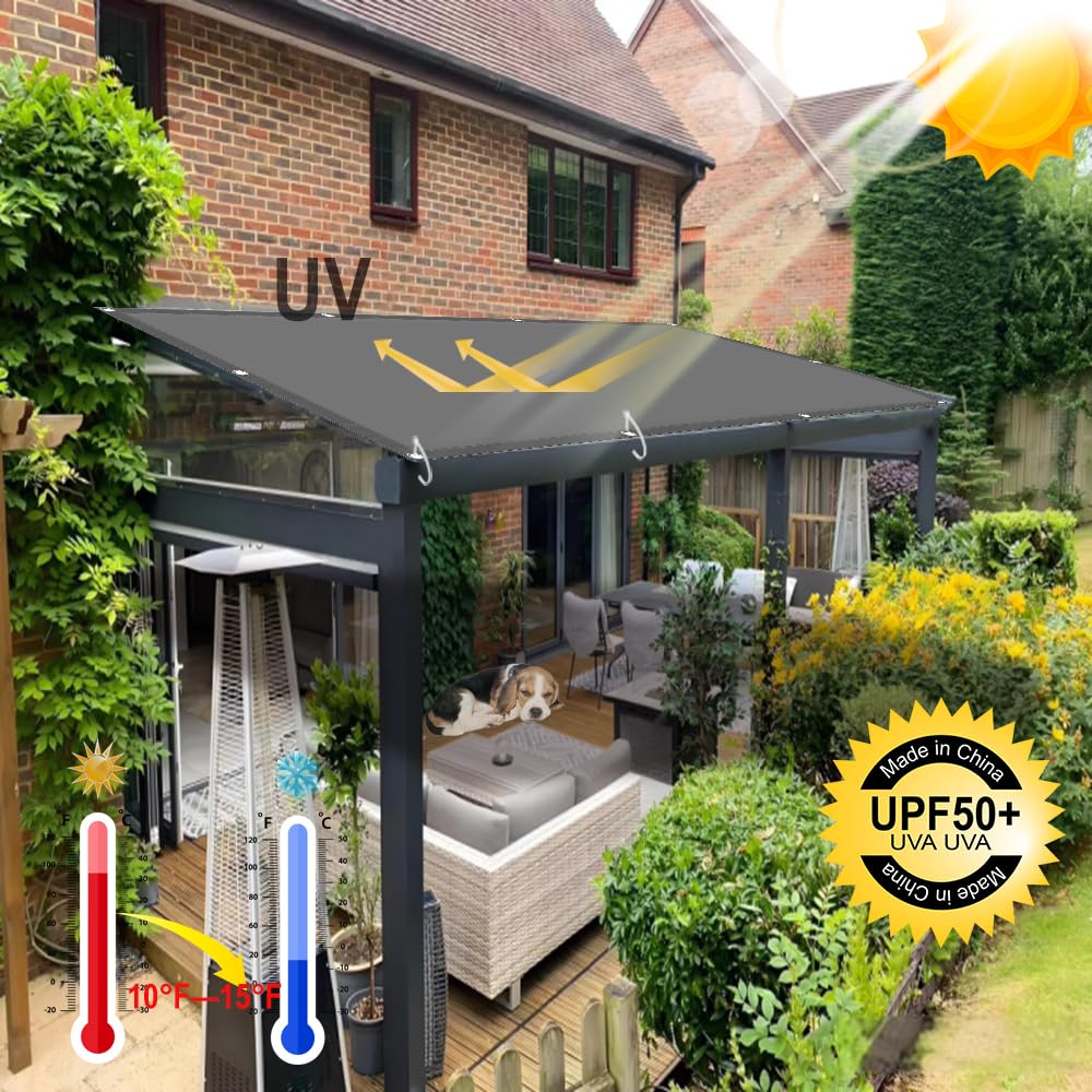 Rechteckige Quadratische Schattenplane 2.5X5M wasserdichte Sonnensegel Rechteckig Aus 98% UV-Schutz Geeignet Für Outdoor, Garten, Patio, Terrasse,Party Dunkelgrau